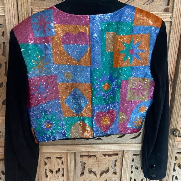 Michael Hoban Suede, sequin bolero jacket.  Fantastic. - Picture 6 of 9